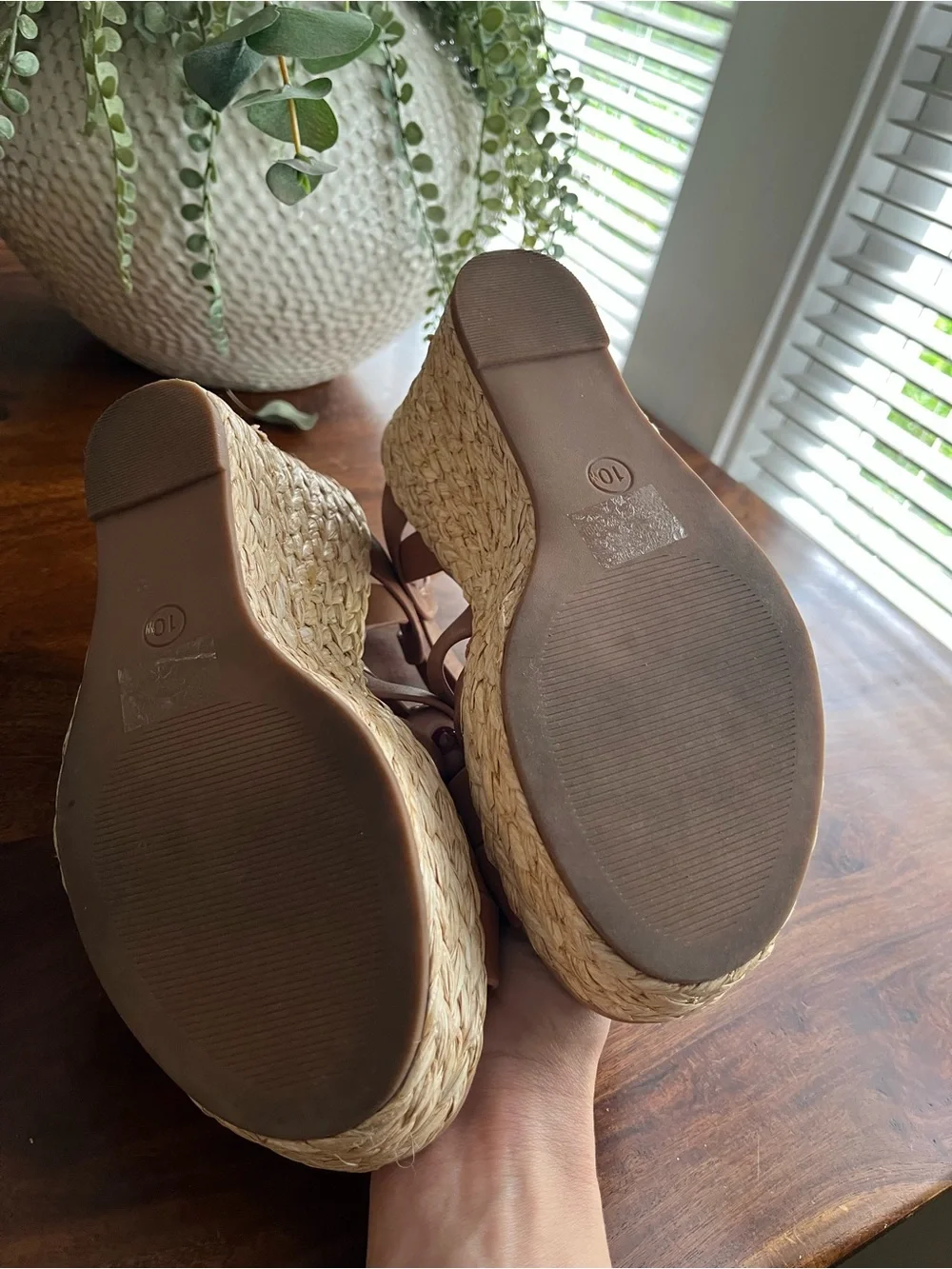 Lane Bryant Cognac Espadrille Wedge Sandals Size 10W Platform